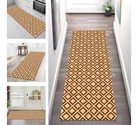 SGLGSTORE Carpet Runners for Hallways Non Slip Washable Runner Rug Long Polyester Doormat Brown Kitchenrunner Anti-stain Hall 50X400CM Rugrunners Bedroom Living Room Corridor Floor Mat