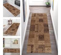 SGLGSTORE Carpet Runners for Hallways Non Slip Washable Runner Rug Long Polyester Doormat Brown Kitchenrunner Anti-stain Hall 80X500CM Rugrunners Bedroom Living Room Corridor Floor Mat