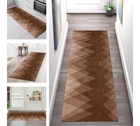SGLGSTORE Carpet Runners for Hallways Non Slip Washable Runner Rug Long Polyester Doormat Brown Kitchenrunner Anti-stain Hall 60X350CM Rugrunners Bedroom Living Room Corridor Floor Mat