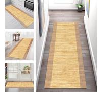 SGLGSTORE Carpet Runners for Hallways Non Slip Washable Runner Rug Long Polyester Doormat Brown Yellow Kitchenrunner Anti-stain Hall 50X400CM Rugrunners Bedroom Living Room Corridor Floor Mat