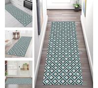 SGLGSTORE Carpet Runners for Hallways Non Slip Washable Runner Rug Long Polyester Doormat Cyan Brown Grey Kitchenrunner Anti-stain Hall 50X400CM Rugrunners Bedroom Living Room Corridor Floor Mat