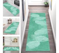 SGLGSTORE Carpet Runners for Hallways Non Slip Washable Runner Rug Long Polyester Doormat Cyan Green Kitchenrunner Anti-stain Hall 110X240CM Rugrunners Bedroom Living Room Corridor Floor Mat