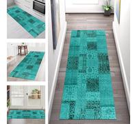 SGLGSTORE Carpet Runners for Hallways Non Slip Washable Runner Rug Long Polyester Doormat Cyan Kitchenrunner Anti-stain Hall 40X200CM Rugrunners Bedroom Living Room Corridor Floor Mat