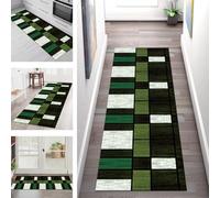 SGLGSTORE Carpet Runners for Hallways Non Slip Washable Runner Rug Long Polyester Doormat Dark Green Black Kitchenrunner Anti-stain Hall 60X400CM Rugrunners Bedroom Living Room Corridor Floor Mat