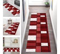 SGLGSTORE Carpet Runners for Hallways Non Slip Washable Runner Rug Long Polyester Doormat Dark Red Black Kitchenrunner Anti-stain Hall 100X300CM Rugrunners Bedroom Living Room Corridor Floor Mat