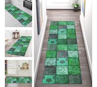 SGLGSTORE Carpet Runners for Hallways Non Slip Washable Runner Rug Long Polyester Doormat Green Cyan Pink Kitchenrunner Anti-stain Hall 90X300CM Rugrunners Bedroom Living Room Corridor Floor Mat