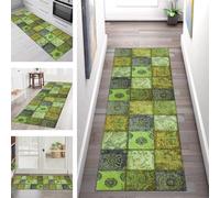 SGLGSTORE Carpet Runners for Hallways Non Slip Washable Runner Rug Long Polyester Doormat Green Grey Kitchenrunner Anti-stain Hall 40X300CM Rugrunners Bedroom Living Room Corridor Floor Mat