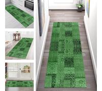 SGLGSTORE Carpet Runners for Hallways Non Slip Washable Runner Rug Long Polyester Doormat Green Kitchenrunner Anti-stain Hall 100X240CM Rugrunners Bedroom Living Room Corridor Floor Mat