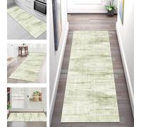 SGLGSTORE Carpet Runners for Hallways Non Slip Washable Runner Rug Long Polyester Doormat Green Kitchenrunner Anti-stain Hall 120X450CM Rugrunners Bedroom Living Room Corridor Floor Mat