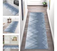 SGLGSTORE Carpet Runners for Hallways Non Slip Washable Runner Rug Long Polyester Doormat Light Blue Kitchenrunner Anti-stain Hall 100X250CM Rugrunners Bedroom Living Room Corridor Floor Mat