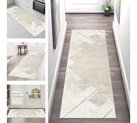 SGLGSTORE Carpet Runners for Hallways Non Slip Washable Runner Rug Long Polyester Doormat Light Brown Grey Kitchenrunner Anti-stain Hall 80X240CM Rugrunners Bedroom Living Room Corridor Floor Mat