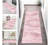 SGLGSTORE Carpet Runners for Hallways Non Slip Washable Runner Rug Long Polyester Doormat Light Red Pink Kitchenrunner Anti-stain Hall 100X200CM Rugrunners Bedroom Living Room Corridor Floor Mat
