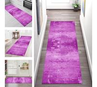 SGLGSTORE Carpet Runners for Hallways Non Slip Washable Runner Rug Long Polyester Doormat Purple Abstract Kitchenrunner Anti-stain Hall 110X350CM Rugrunners Bedroom Living Room Corridor Floor Mat
