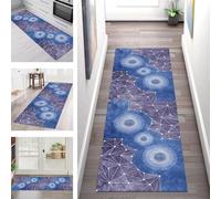 SGLGSTORE Carpet Runners for Hallways Non Slip Washable Runner Rug Long Polyester Doormat Purple Blue Kitchenrunner Anti-stain Hall 90X180CM Rugrunners Bedroom Living Room Corridor Floor Mat