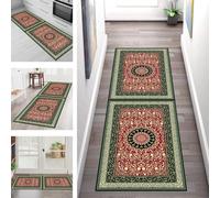 SGLGSTORE Carpet Runners for Hallways Non Slip Washable Runner Rug Long Polyester Doormat Red Yellow Green Kitchenrunner Anti-stain Hall 70X200CM Rugrunners Bedroom Living Room Corridor Floor Mat