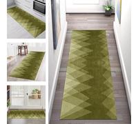 SGLGSTORE Carpet Runners for Hallways Non Slip Washable Runner Rug Long Polyester Doormat Vintage Green Kitchenrunner Anti-stain Hall 50X200CM Rugrunners Bedroom Living Room Corridor Floor Mat