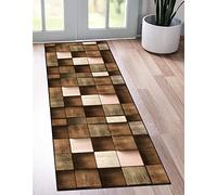 SGLGSTORE Carpet Runners Long Hallway Kitchen Brown Wood Grain Runner Rugs Doormat Modern Non Slip Washable Runner Rug Hall Floor Mats Width 60cm/ 70cm/ 80cm/ 90cm (Color : A, Size : 70x300cm)