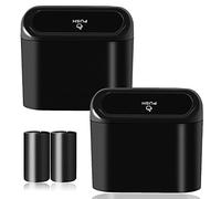 SGLRT Car Bin with Lid - 2 Packs Mini Leakproof Car Trash Can with 40pcs Trash Bags - Vehicle Garbage Can Organizer and Storage for Front Back Seat Accessories for Auto Office Bedroom Home(Black)