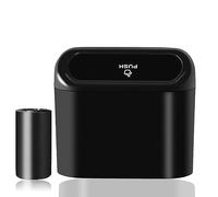 SGLRT Car Bin with Lid - Mini Leakproof Vehicle Garbage Can with 40pcs Trash Bags - Car Trash Can Bin for Front Back Seat Accessories for Auto Office Bedroom Home(Black)