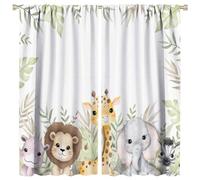 SGLyuliang Nursery Curtains Jungle Safari Theme with Giraffe Print, Kids Room Classroom Decor, 42x45 Inches, 75% Blackout Fabric for Baby Nursery, Animal Cub Design, Easy Install & Machine Washable
