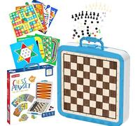 SGM 11-in-1 Chess Playset - Portable Family Board Game Set with Chess, Checkers, Backgammon, Ludo & More - Educational Strategy Games for Kids & Adults - Travel-Friendly Carry Case - JF378-179