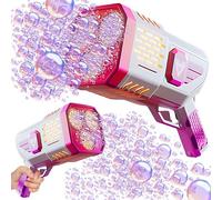 SGM-333-16, Bubble Machine - Automatic Bubble Machine for Kid 10000+ Bubble Per Min, Portable Bubble Maker Toys with Rechargeable Battery/Lights/100ml Solution, Outdoor Party Wedding Christmas (Pink)
