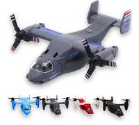 SGM 4pcs Airplane MV-22 Military Osprey Transport Helicopter Toy - Diecast Cargo Aircraft Model Army Aircraft with Pull Back Fighter Toys - Deformation Propeller Pull Back Running - XG879-103