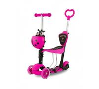 SGM 5-in-1 Kids Scooter | 3-Wheel Toddler Scooter With Removable Seat, Adjustable Height 58-78cm, Ages 2-12 (Pink)