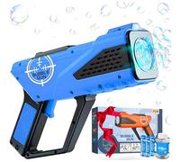 SGM 527A Bubble Gun - Bubble Machine for Kids - Bubbles Blaster with 8-Hole Wands & LED Light, Include Bubble Solution & Batteries - Birthday Party Gifts, Boys Toys for Outdoor