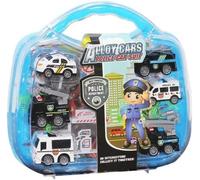 SGM 6 Pcs Police Trucks with Play Mat Building Play Set, 6 Pack Assorted Alloy Metal Police Models Car Toys Mini Police Playset for Kids Boys & Girls HS-06