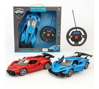 SGM 788-63 Remote Control Sports Car with Steering Wheel Controller - RC Car with Opening Doors, Working Headlights, Full Function Driving - Kids Toy Car (Red)