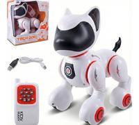 SGM-8006 Interactive Robot Dog Toy - Remote Control Robotic Pet with Music, Lights & Sounds - Educational STEM Toy for Boys & Girls Age 3+, Red