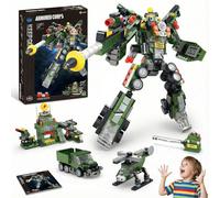 SGM Armored Corps 8-in-1 Battle Mech Building Set, 721 PCS Robot & Military Base Construction Toy for Kids Ages 8-14, STEM Brick Kit Gift for Boys & Girls -BB057
