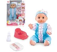 SGM Baby Doll - 12" Lifelike Large Size Soft Bodied Baby Doll In A Cute Dress Girls Boys Toy With Feeder, Nappy And Potty Chair & Sounds MY006-8