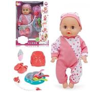 SGM Baby Doll - 12" Lifelike Large Size Soft Bodied Baby Doll In Pyjmas Girls Boys Toy With Dummy, Feeder Food Bowl W Spoons, Potty Chair & Sounds MY2016-16