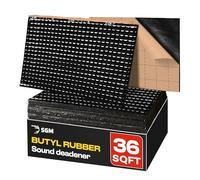 SGM Black Premium Car Sound Deadening Mat 80 mil (2mm) 36 sqft (3.4 sqm), Automotive Sound Deadener, Self Adhesive Butyl Car Sound Deadening Material, Audio Noise Insulation and Dampening Sheets