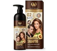 SGM Collagen & Avocado Brown Hair Colour Shampoo - 400ml - 5 Minute Instant Hair Dye & Nourishing Shampoo for Men & Women - Covers Grey, Restores Shine & Strengthens Hair