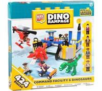 SGM Dino Rampage Command Facility & Dinosaurs Building Set - 424 Pieces, Compatible with Leading Brands, Action Figures, Helicopter, and Dinosaur Figures - Fun Construction Toy for Kids 6+ Years