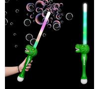SGM Dinosaur Bubble Maker Light Up - LED Dinosaur “Bubble Sword” for Kids | Lights & Bubbles, 3×AA Batteries Included, Outdoor Party Toy for Boys & Girls (Green)