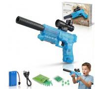 SGM Electric Gel Ball Blaster Gun Kit - Build Your Own Modular Blaster with Scope, Barrel Extension, 6.4V Rechargeable Battery, Safety Goggles & 1000 Gel Beads for Outdoor Games | G901C