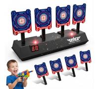 SGM Electronic Shooting Target for Nerf Guns - 4 Auto Reset Targets with LED Score Display, Light Sound Effects, Foam Dart Blaster Target Game, Boys Toys Age 5 6 7 8 9 10, Indoor Outdoor Toy - 1819
