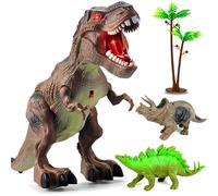 SGM Electronic Walking Robot Dinosaur Toy with 2 Mini Dinosaur Figures, Interactive Dinosaurs Island Playset, T-Rex and Friends, Educational Dino Adventure Toy - Y333-10 (Choco)