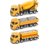 SGM Engineering Dump Truck, Oil Tanker & Concrete Mixer Toy Set - 1:55 Scale Construction Vehicles for Boys - 3pcs ABS Model Trucks for Cargo, Cement & Fuel - Durable Construction Toy Set, LK31-19