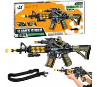 SGM Flames Storm Toy Gun for Kids, 50.5cm Light Up Army Toy Rifle with 3D Lights, Sounds & Vibration, Rotating Magazine, Telescopic Barrel, Detachable Stock & Strap, Non-Firing, Ages 3+, JQ811B