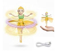 SGM Flying Fairy Princess Doll | Hand-Controlled, Motion-Sensing Light-Up Toy for Girls | Rechargeable Mini Infrared Induction Helicopter Elf with Auto-Stop for Safe Indoor Play - 0705-2263 (Yellow)