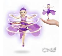 SGM Flying Fairy Princess Doll | Hand-Controlled, Motion-Sensing Light-Up Toy for Girls | Rechargeable Mini Infrared Induction Helicopter Elf with Auto-Stop for Safe Indoor Play - 0705-2263 (Purple)