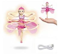 SGM Flying Fairy Princess Doll | Hand-Controlled, Motion-Sensing Light-Up Toy for Girls | Rechargeable Mini Infrared Induction Helicopter Elf with Auto-Stop for Safe Indoor Play - 0705-2263 (Pink)