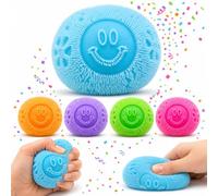 SGM Fuzz Ball Squishy Stress Ball 2 Pack Assorted Colours, Soft Velvet Smiley Face Squeeze Ball, Sensory Fidget Toy for Kids & Adults, ADHD Autism Anxiety Relief, Party Bag Stocking Filler, 0302-0122