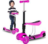 SGM-FYS-2863, Kids Scooter | Toddler Scooter | Kick Scooter | 3 Wheeled Scooter, 3 in 1 Scooter With Removeable Seat for Kids Ages 3-12, Adjustable Height 58 to 78 cm Best Birthday Gift (Pink)