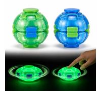 SGM Glow In The Dark Ball Spinner Pack of 2 Assorted Colours - Fidget Puzzle Ball Fingertip Gyro Spinning Top, Glowing Sensory Stress Relief Toy for Kids Boys Girls, Party Bag Filler Gift FB-5713